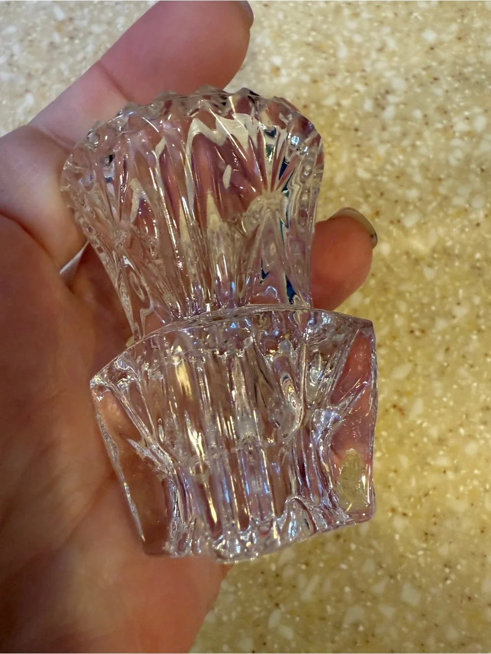 Vintage Clear Glass Cut-Style Decorative Toothpick Holder